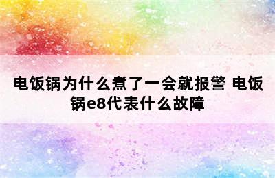 电饭锅为什么煮了一会就报警 电饭锅e8代表什么故障